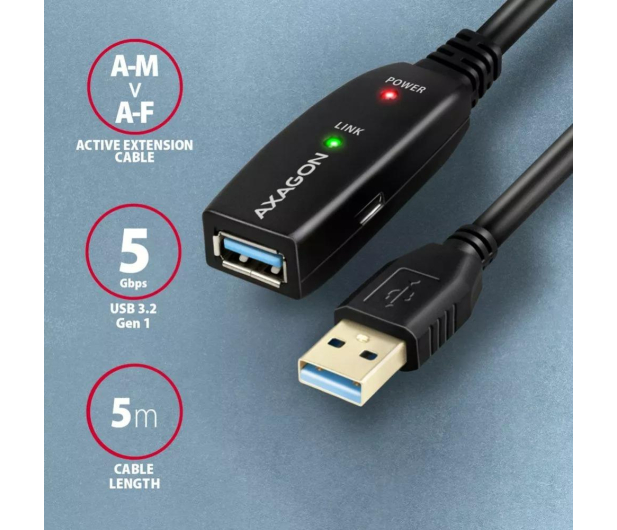 Axagon ADR-305, USB 3.2 Gen 1 A-M - A-F, repeater kabel, 5m - 1353400 - zdjęcie 4